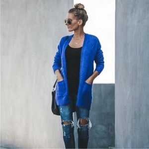 Vici blue knit cardigan sweater